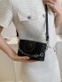 Mini Square Bag Chain Decor Flap Black