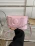 Mini Square Bag Chain Decor Flap Pink