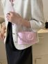 Mini Square Bag Chain Decor Flap Pink