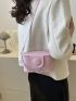 Mini Square Bag Chain Decor Flap Pink