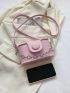 Mini Square Bag Chain Decor Flap Pink