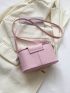 Mini Square Bag Chain Decor Flap Pink