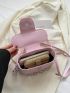 Mini Square Bag Chain Decor Flap Pink