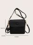 Litchi Embossed Flap Square Bag With Bag Charm