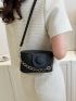 Mini Square Bag Chain Decor Flap Black