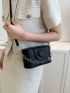 Mini Square Bag Chain Decor Flap Black