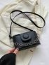 Mini Square Bag Chain Decor Flap Black