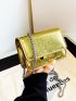 Mini Square Bag Metallic Crocodile Embossed Flap Funky