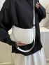 Small Striped Pattern Hobo Bag Zipper White