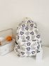 Heart Graphic Classic Backpack Medium Zipper Preppy