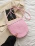 Small Flower Decor Straw Bag Flap Pink For Summer