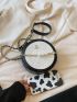 Mini Circle Bag Checkered Pattern Chain Decor