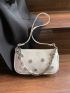 Studded Detail Baguette Bag Chain Decor Zipper Fashion