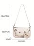 Studded Detail Baguette Bag Chain Decor Zipper Fashion