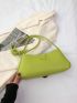 Neon Green Hobo Bag Funky Geometric Embossed Buckle Decor PU