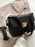 Small Square Bag Casual Flap PU Adjustable Strap