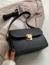 Small Square Bag Casual Flap PU Adjustable Strap