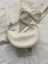 Mini Hobo Bag Solid Color Zipper Adjustable Strap PU Elegant