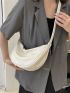 Mini Hobo Bag Solid Color Zipper Adjustable Strap PU Elegant