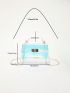 Mini Square Bag Clear Flap Top Handle Funky