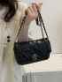 Mini Saddle Bag Quilted Detail Casual Chain Flap PU