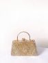 Small Box Bag Glamorous Rhinestone Decor Chain Clip Top