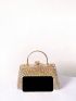 Small Box Bag Glamorous Rhinestone Decor Chain Clip Top