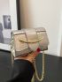 Mini Square Bag Crocodile Print Flap PU Funky