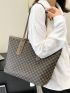 Large Shoulder Tote Bag Geometric Pattern Elegant Double Handle