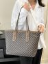 Large Shoulder Tote Bag Geometric Pattern Elegant Double Handle