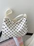 Small Hobo Bag Polka Dot Fashionable Zipper Adjustable-strap