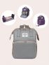 Fashionable Classic Backpack With USB Cable Letter Patch Decor Zipper Polyester