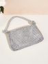 Small Hobo Bag Glamorous Rhinestone Decor Zipper, Perfect Bride Purse For Wedding, Prom & Party Events