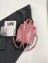 Fashionable Flap Backpack Pink Metal Decor PU