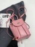 Fashionable Flap Backpack Pink Metal Decor PU