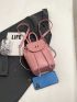 Fashionable Flap Backpack Pink Metal Decor PU