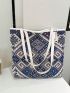 Fashionable Shopper Bag Geometric Pattern Large Fabric