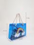 Fashionable Shoulder Tote Bag With Inner Pouch Rainbow Pattern PVC