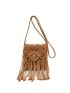 Vacation Crochet Bag Brown Braided Detail Mini