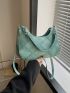 Fashionable Hobo Bag Green Zipper Adjustable-strap PU