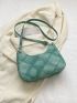 Fashionable Hobo Bag Green Zipper Adjustable-strap PU