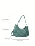 Fashionable Hobo Bag Green Zipper Adjustable-strap PU