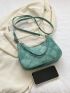 Fashionable Hobo Bag Green Zipper Adjustable-strap PU