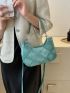 Fashionable Hobo Bag Green Zipper Adjustable-strap PU