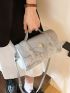 Fashionable Satchel Bag Figure Detail Flap Zipper PU