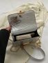 Funky Square Bag Metallic Silver Crocodile Embossed Chain PU