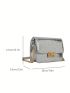 Funky Square Bag Metallic Silver Crocodile Embossed Chain PU