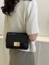 Elegant Square Bag Black Crocodile Embossed Chain PU