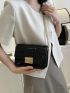 Elegant Square Bag Black Crocodile Embossed Chain PU