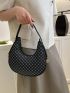 Elegant Hobo Bag Geometric Pattern Zipper PU